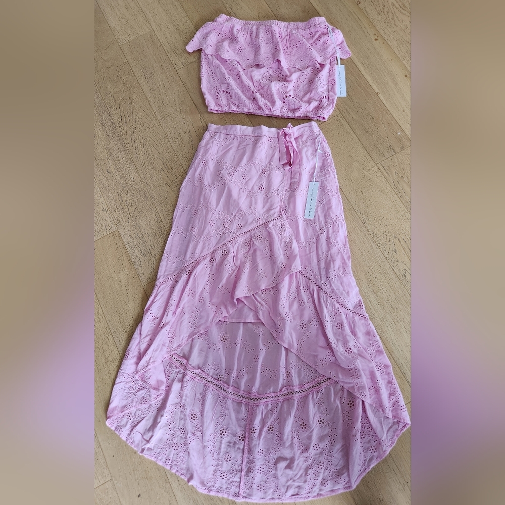 2pc women's skirt set, pink size Medium,